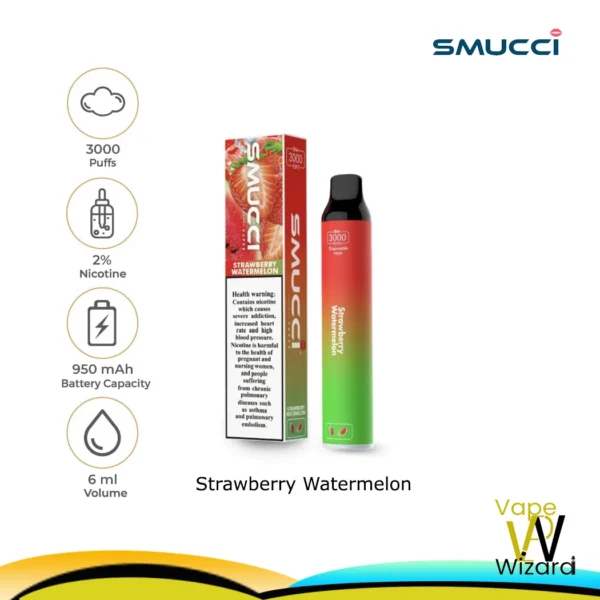 STRAWBERRY WATERMELON SMUCCI 20MG 3000 PUFFS DISPOSABLE