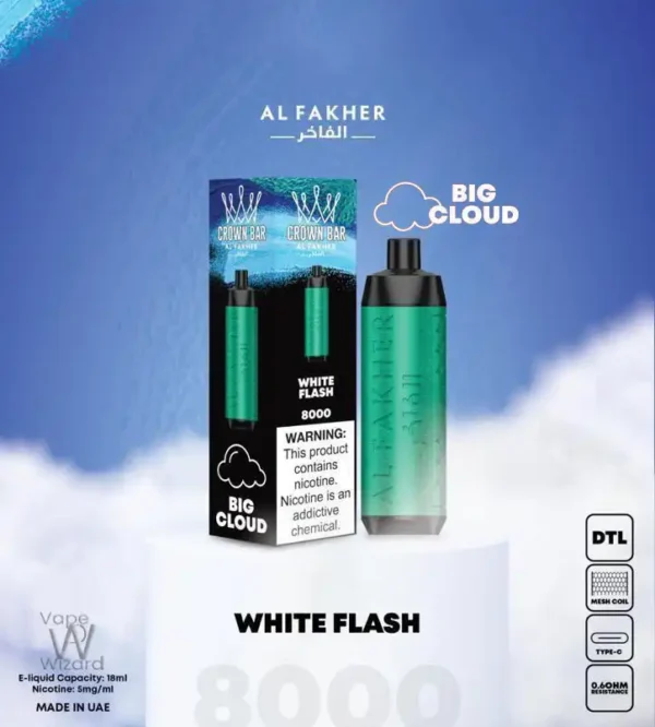 crown bar al fakher 8000 white flash