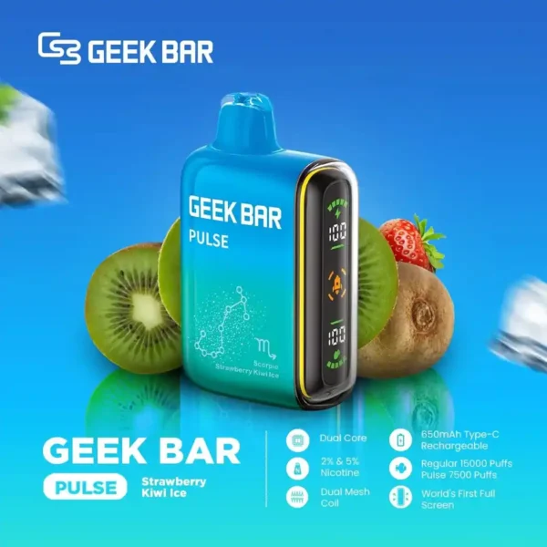 geek bar pulse strawberry kiwi ice 15000 puffs