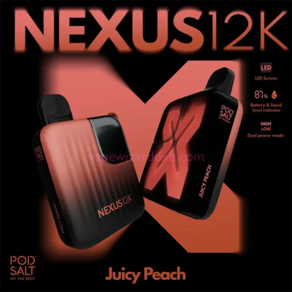 juicy peach pod salt nexus 12k 20mg disposable 12000 puffs