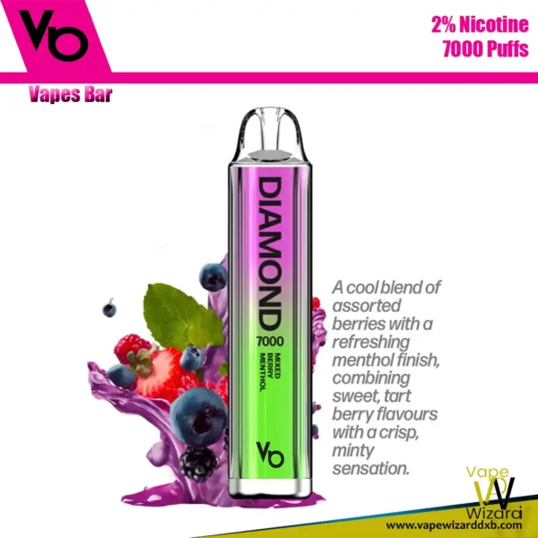 vapes bar diamond 7000 20mg mixed berry menthol