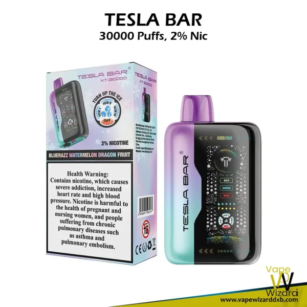 bluerazz watermelon dragon fruit tesla bar xt 30000 puffs 20mg disposable