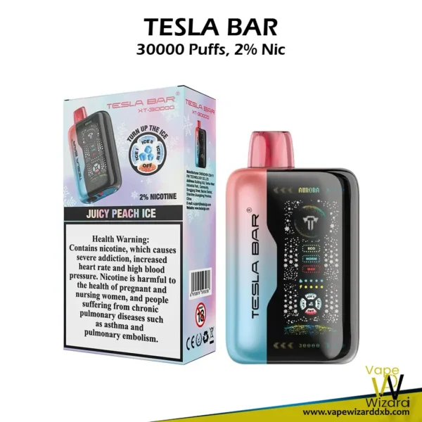 juicy peach ice tesla bar xt 30000 puffs 20mg disposable
