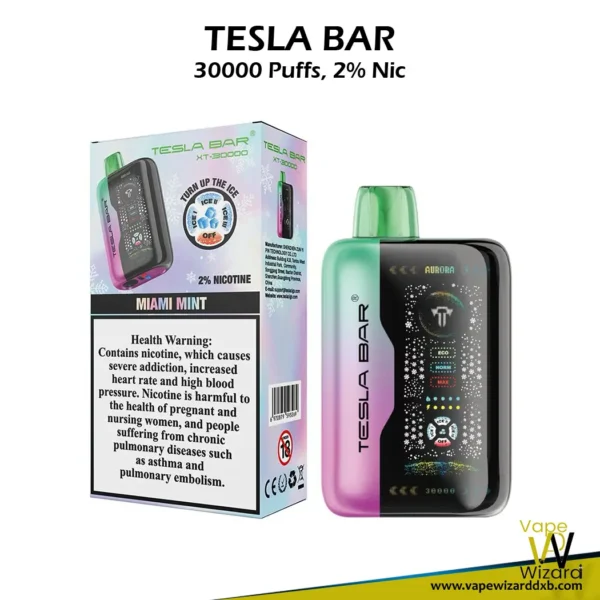 miami mint tesla bar xt 30000 puffs 20mg disposable