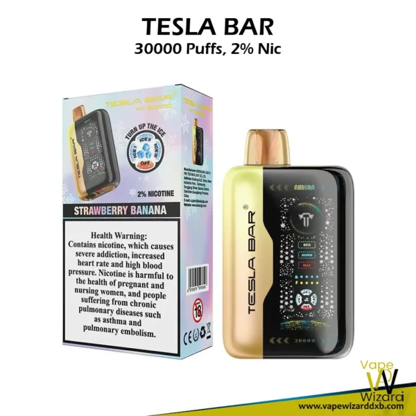 strawberry banana tesla bar xt 30000 puffs 20mg disposable