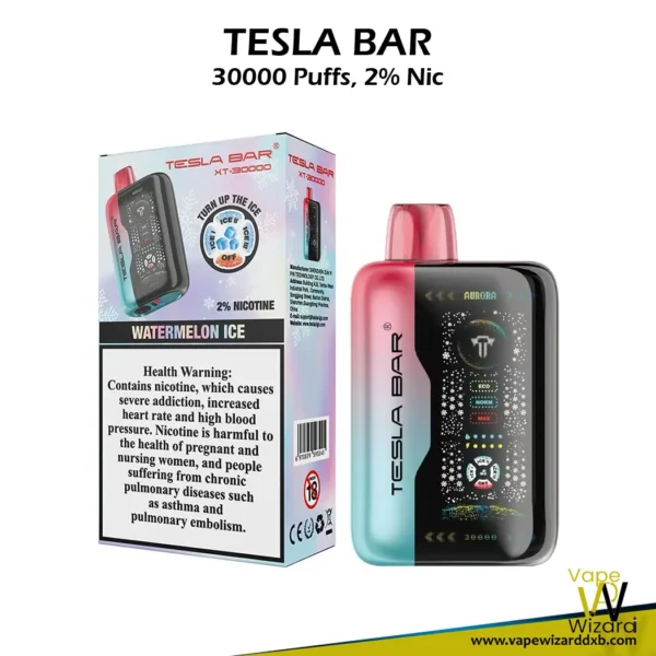 watermelon ice tesla bar xt 30000 puffs 20mg disposable