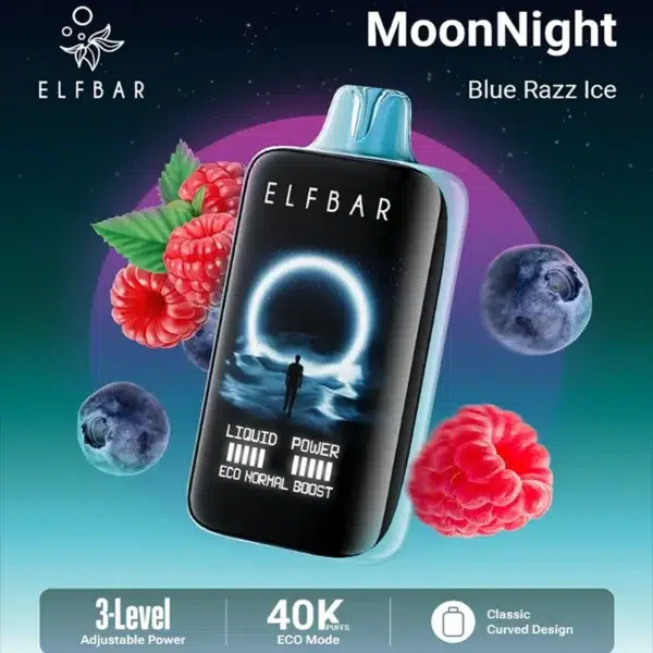 blue razz ice elfbar 40k puffs moon night disposable 50mg