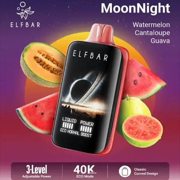 watermelon cantaloupe guava elfbar 40k puffs moon night disposable 50mg